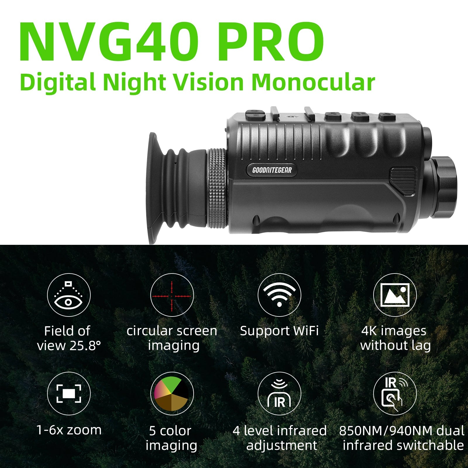 NVG40 Pro Digital Night Vision Monocular - Good Nite Gear