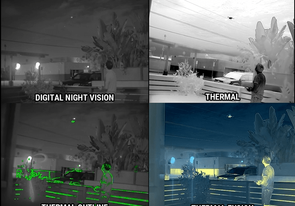 Drone Detection Test - Night Vision vs Thermal vs Thermal Fusion vs Thermal Outline - Good Nite Gear