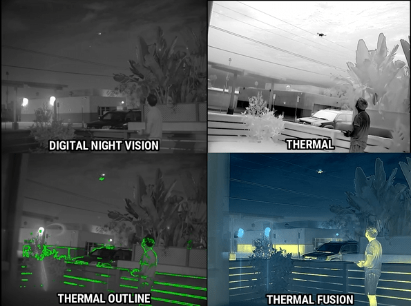 Drone Detection Test - Night Vision vs Thermal vs Thermal Fusion vs Thermal Outline - Good Nite Gear