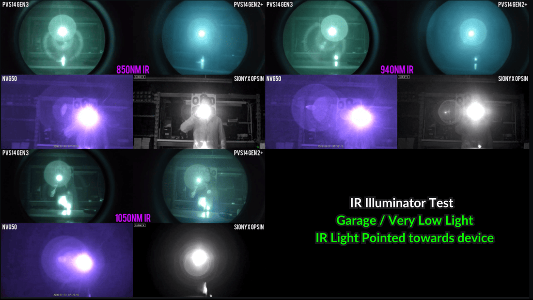 Testing the "Out of Band" 1050nm IR Illuminator from Sionyx against 850nm and 940nm with a Gen 2+ PVS14, Gen 3 PVS14, Sionyx Opsin and NVG50 - Good Nite Gear