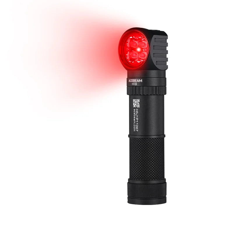 Acebeam H18 Dual-Source Right Angle Headlamp with Red Light — 4,000 Lumens, USB-C Rechargeable (Cool White)
