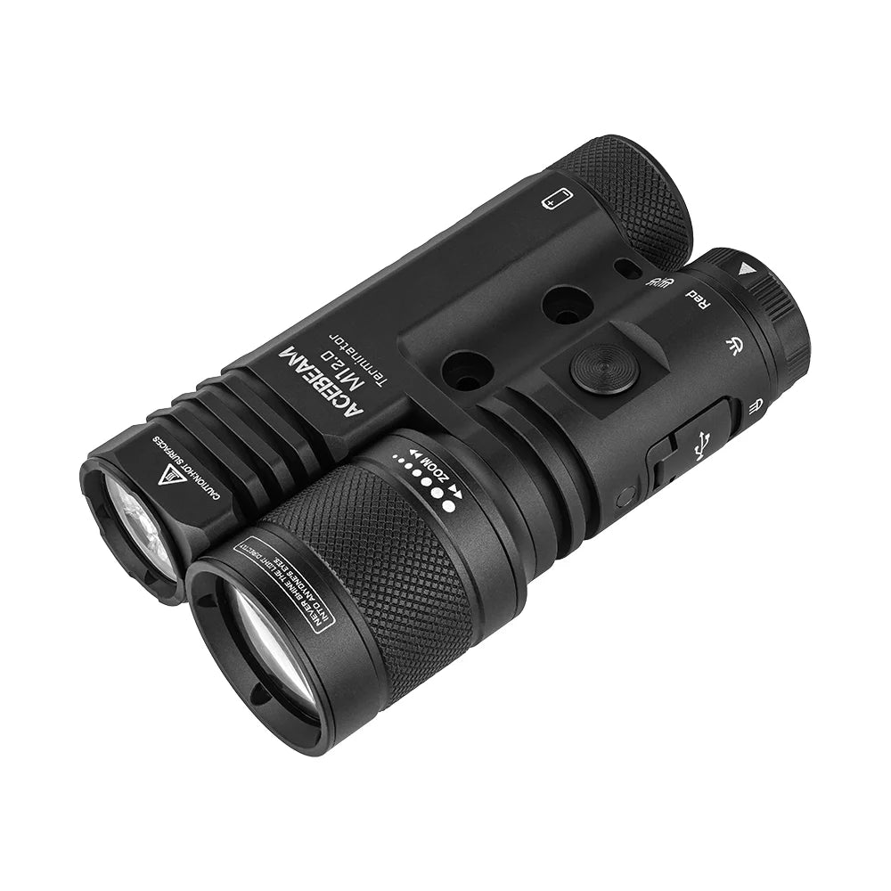 Acebeam Terminator M1 2.0 Dual Head LEP/LED Flashlight — 3,900 Lumen LED + 1,620m LEP + Red Light, USB-C Rechargeable (6500K)