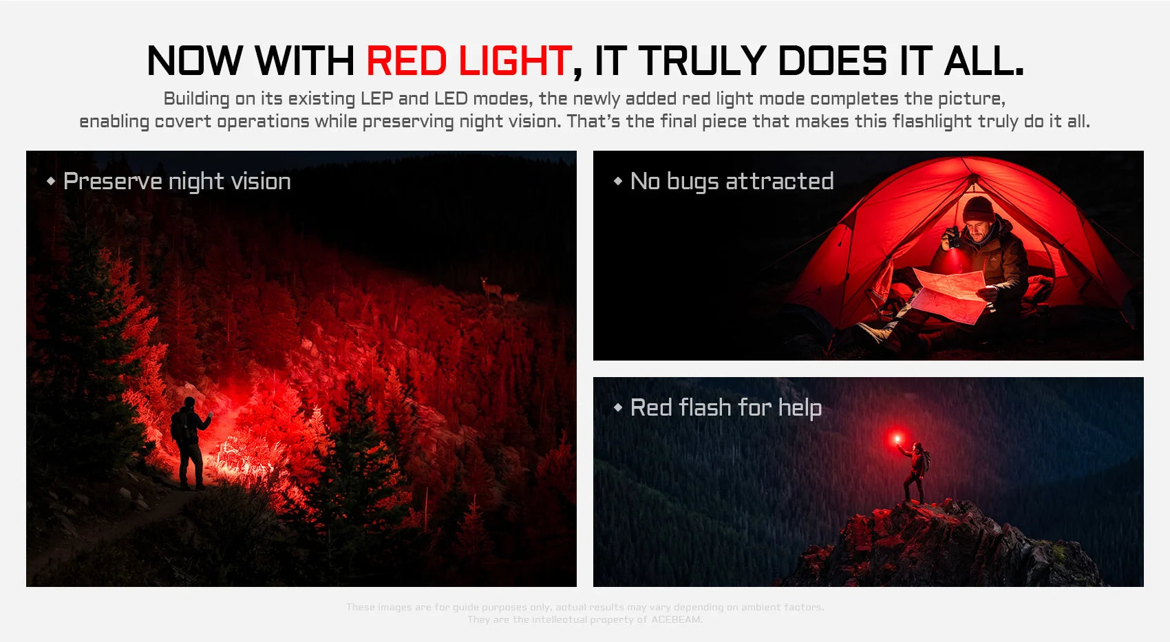 Acebeam Terminator M1 2.0 Dual Head LEP/LED Flashlight — 3,900 Lumen LED + 1,620m LEP + Red Light, USB-C Rechargeable (6500K)