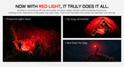 Acebeam Terminator M1 2.0 Dual Head LEP/LED Flashlight — 3,900 Lumen LED + 1,620m LEP + Red Light, USB-C Rechargeable (6500K)