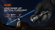 Acebeam W20 LEP Flashlight — 600 Lumens, 1,100m Throw with Wide-Angle Spill, USB-C Rechargeable (Black)