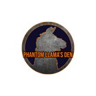 Logo of 'Phantom Llama's Den' with a stylized llama silhouette on a dark background.