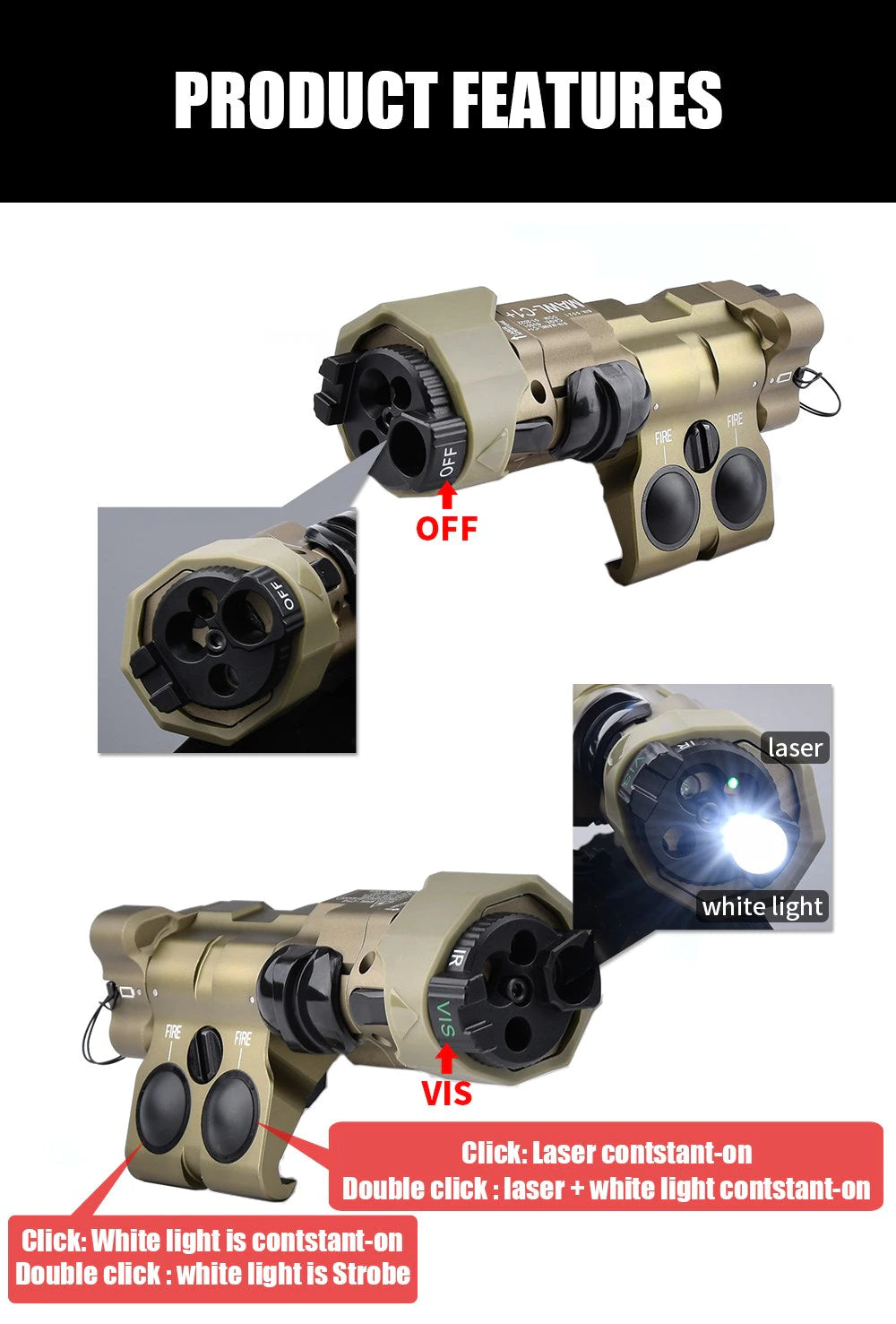 MAWL-C1+ Laser Aiming Device With VIS LED/VIS LASER/IR LASER/IR