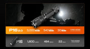 Acebeam P16 2.0 Dual Tail Switch Tactical Flashlight — 3,000 Lumens, 543m Throw, USB-C Rechargeable - Good Nite Gear