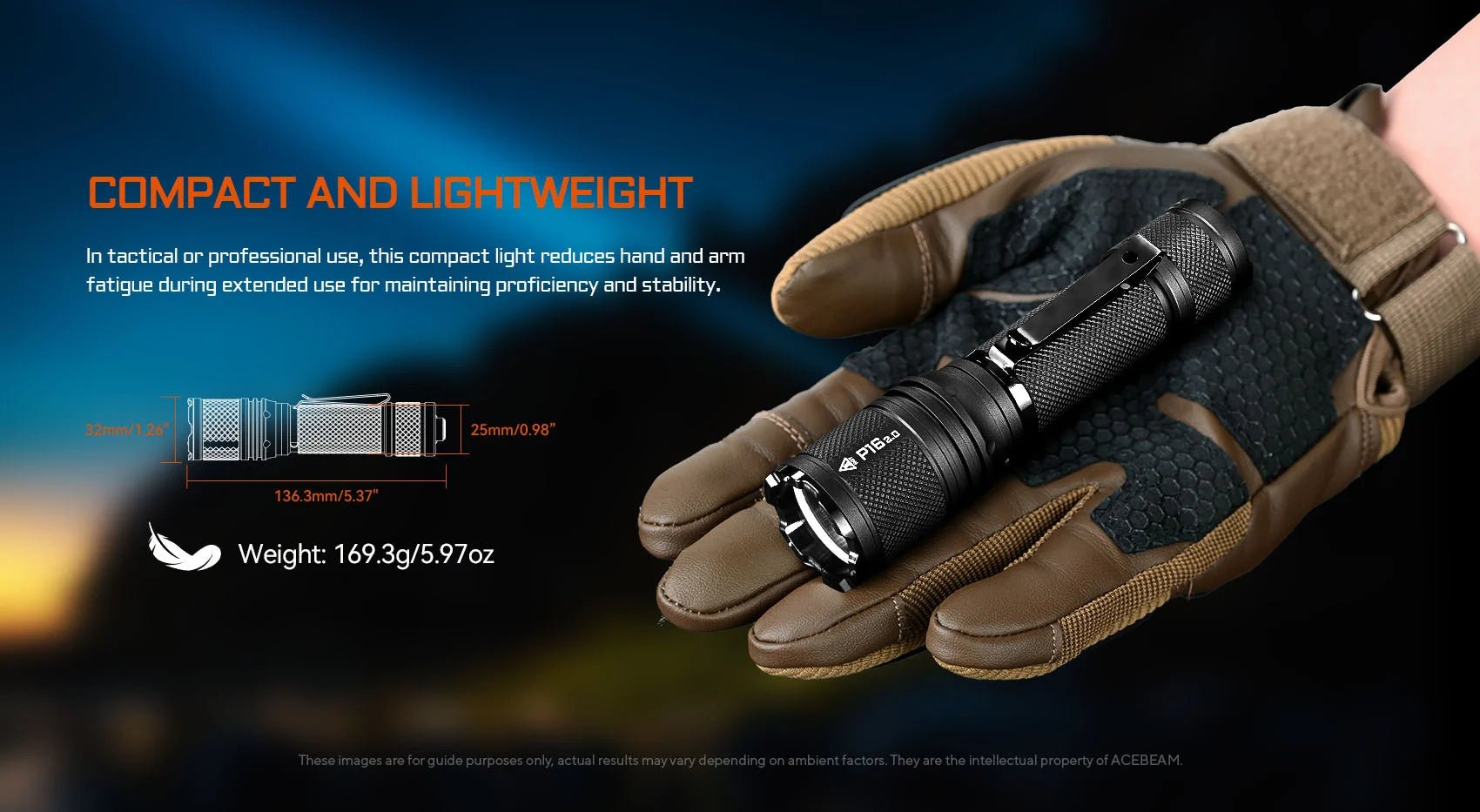 Acebeam P16 2.0 Dual Tail Switch Tactical Flashlight — 3,000 Lumens, 543m Throw, USB-C Rechargeable - Good Nite Gear