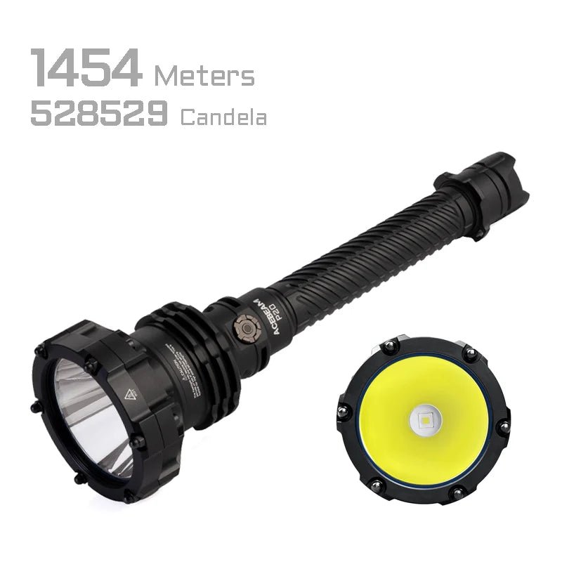 Acebeam P20 Professional Long Distance Flashlight — 5,600 Lumens, 1,454m Throw, Dual 21700 USB-C - Good Nite Gear
