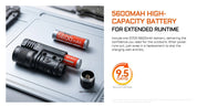 Acebeam Terminator M1 2.0 Dual Head LEP/LED Flashlight — 3,900 Lumen LED + 1,620m LEP + Red Light, USB-C Rechargeable (6500K) - Good Nite Gear