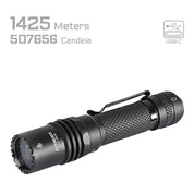 Acebeam W10 Pro LEP Flashlight — 750 Lumens, 1,425m Throw, USB-C Rechargeable (Black) - Good Nite Gear