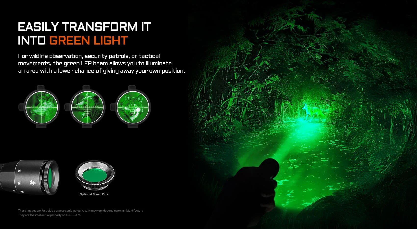 Acebeam W20 LEP Flashlight — 600 Lumens, 1,100m Throw with Wide-Angle Spill, USB-C Rechargeable (Black) - Good Nite Gear