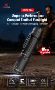 Klarus XT2CR PRO-V2 Tactical Flashlight — 2300 Lumens, USB-C Rechargeable - Good Nite Gear
