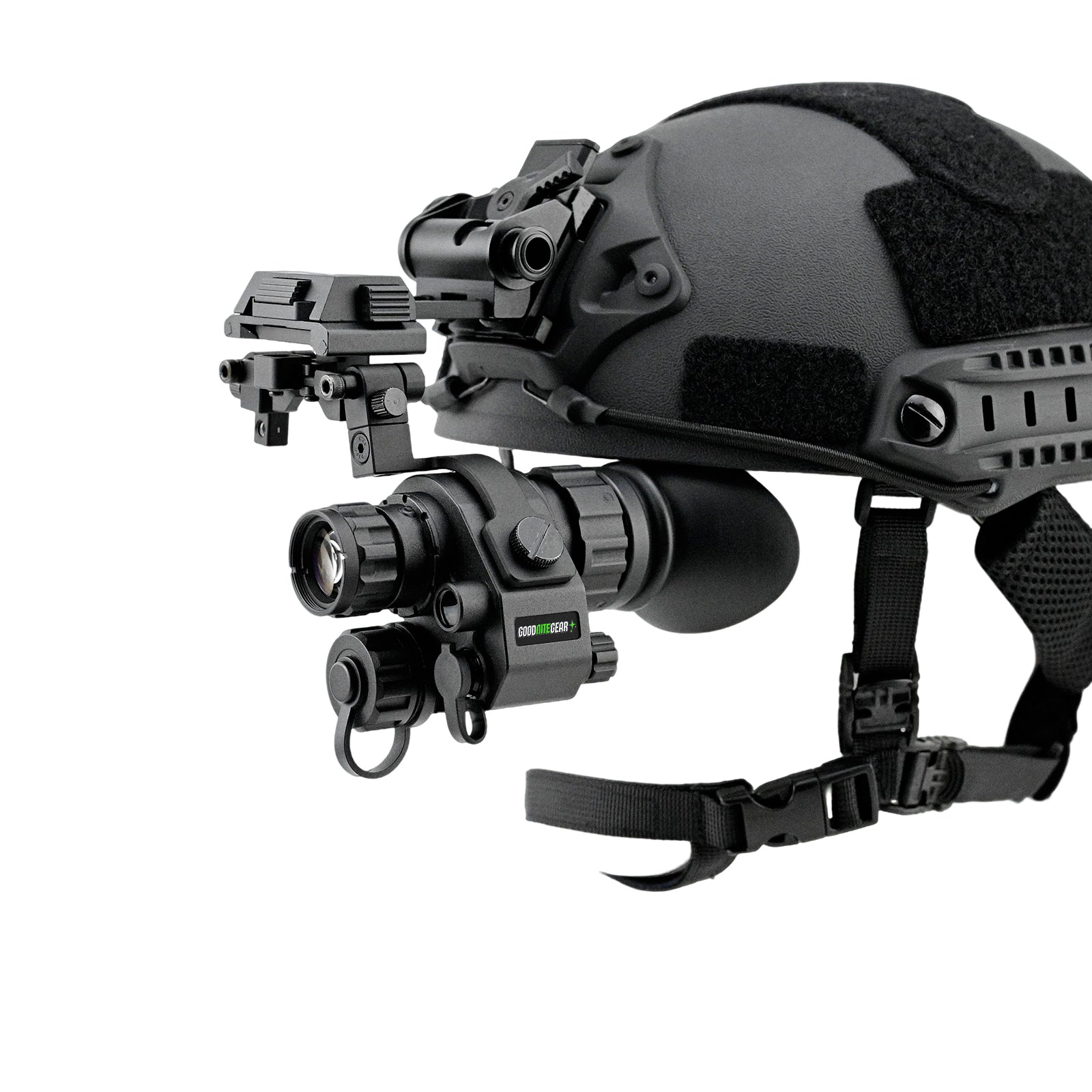 NVG90 Pro Digital Night Vision Monocular on a helmet mounted