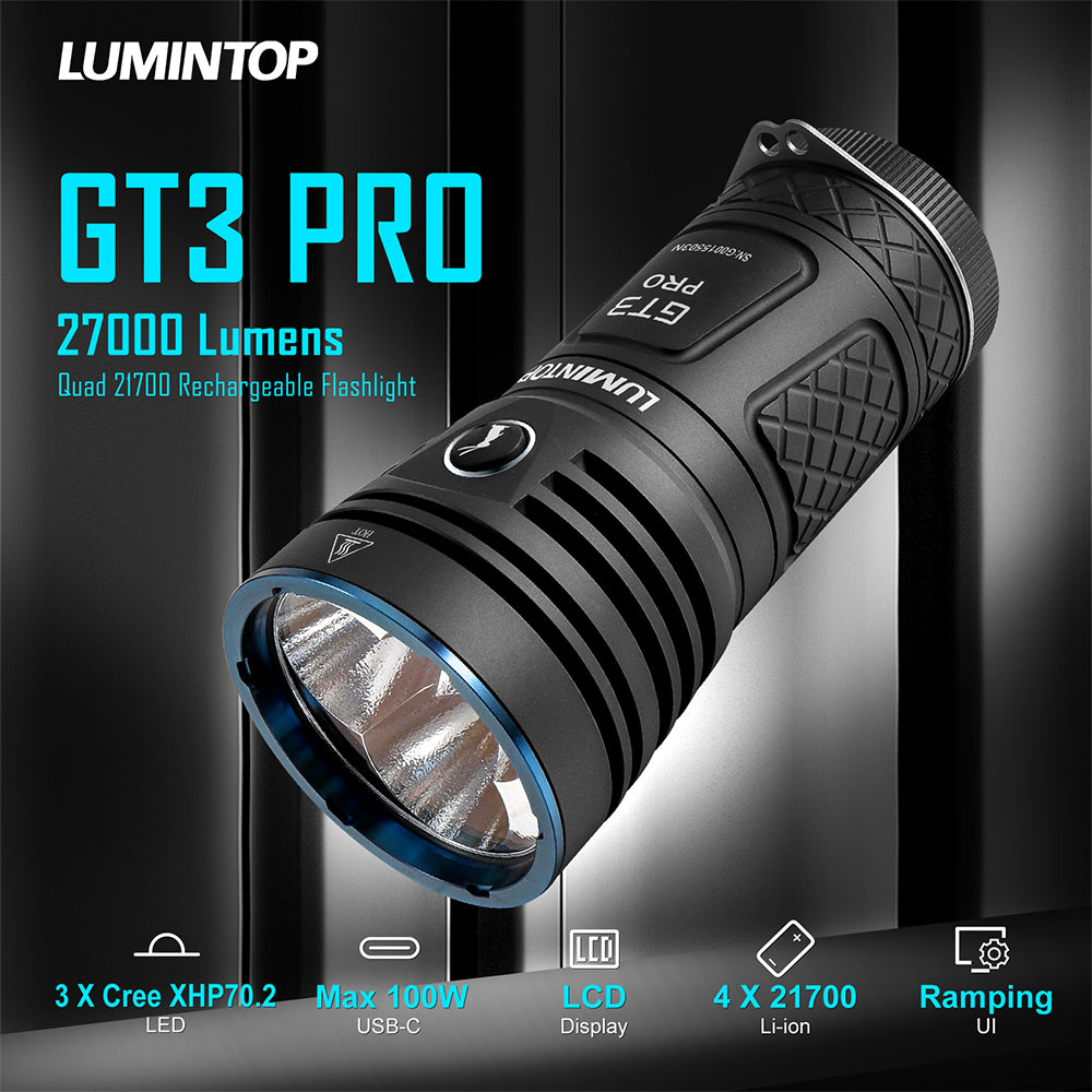 Lumintop GT3 PRO (27,000 Lumens, 4x 21700s)